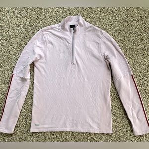 Nike nylon dri-fit half zip pullover in light pink.super Lightweight & stretch.